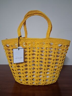Antropologie Tabitha Webb Yellow Crochet Tote Beach Bag